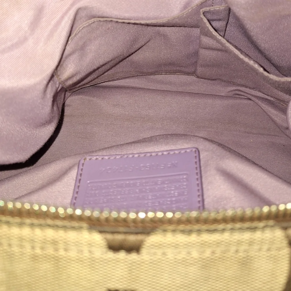 Coach Signature Canvas Hobo with Lavender Accent